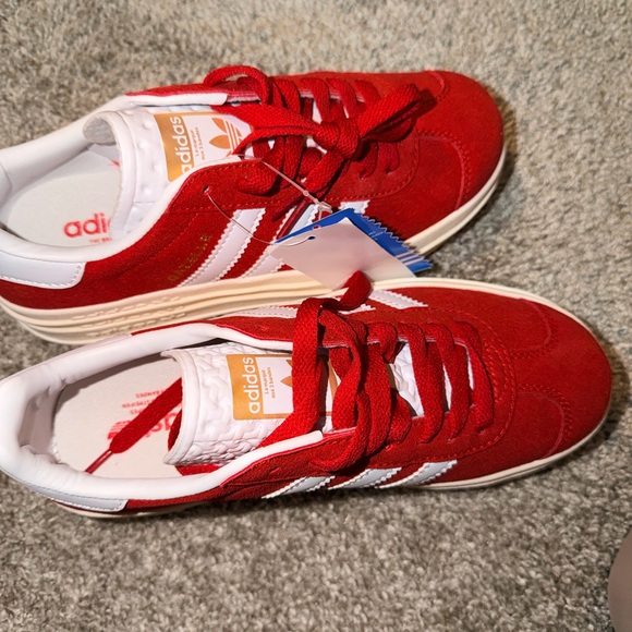 Adidas Women's Red Gazelle Suede Sneakers - Picture 3 of 6